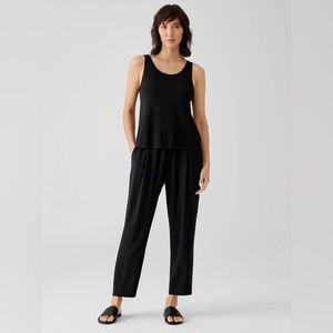 Eileen Fisher Stretch Silk Jersey Scoop Neck Tank Black Size Small 100% Silk